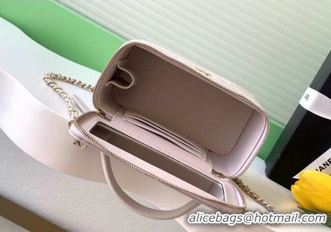 Buy Classic Chanel Grained Shiny Calfskin Long Vanity with Chain and Top Handle AP4933 Pale Grey 2025