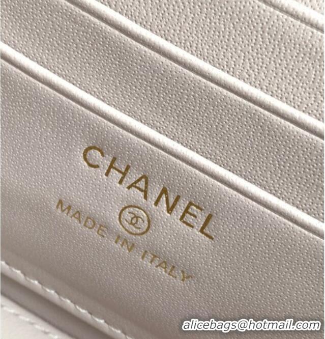 Buy Classic Chanel Grained Shiny Calfskin Long Vanity with Chain and Top Handle AP4933 Pale Grey 2025