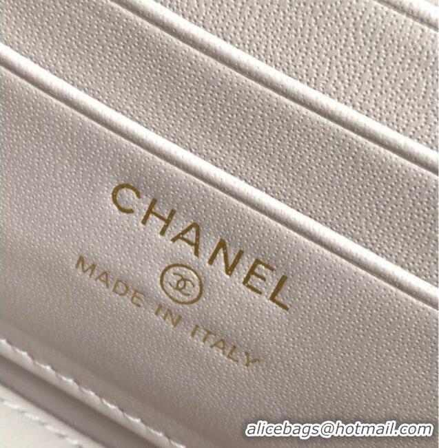Inexpensive Chanel Grained Shiny Calfskin Long Vanity with Chain and Top Handle AP4933 White 2025