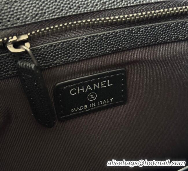 Luxury Classic Chanel Grained Calfskin Leboy 2.55 Pouch 9847-1 Black/Silver 2025