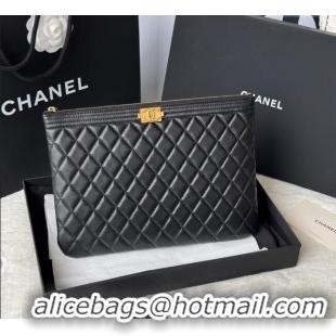 Top Quality Chanel Lambskin Leboy 2.55 Pouch 9847-1 Black/Gold 2025