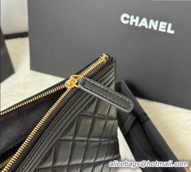 Top Quality Chanel Lambskin Leboy 2.55 Pouch 9847-1 Black/Gold 2025