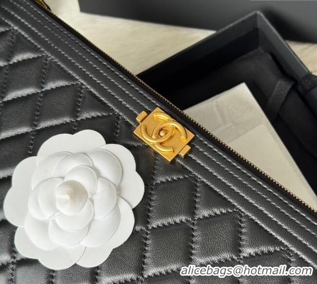 Top Quality Chanel Lambskin Leboy 2.55 Pouch 9847-1 Black/Gold 2025