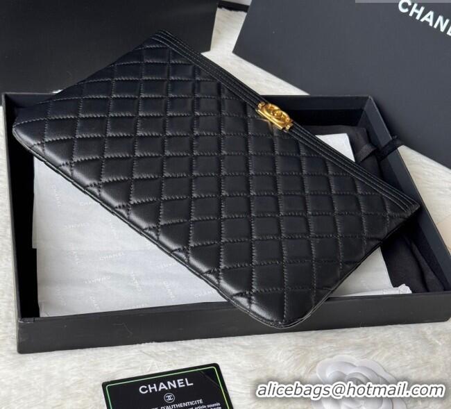Top Quality Chanel Lambskin Leboy 2.55 Pouch 9847-1 Black/Gold 2025