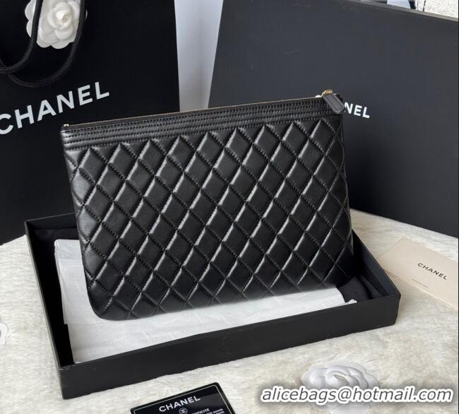 Top Quality Chanel Lambskin Leboy 2.55 Pouch 9847-1 Black/Gold 2025