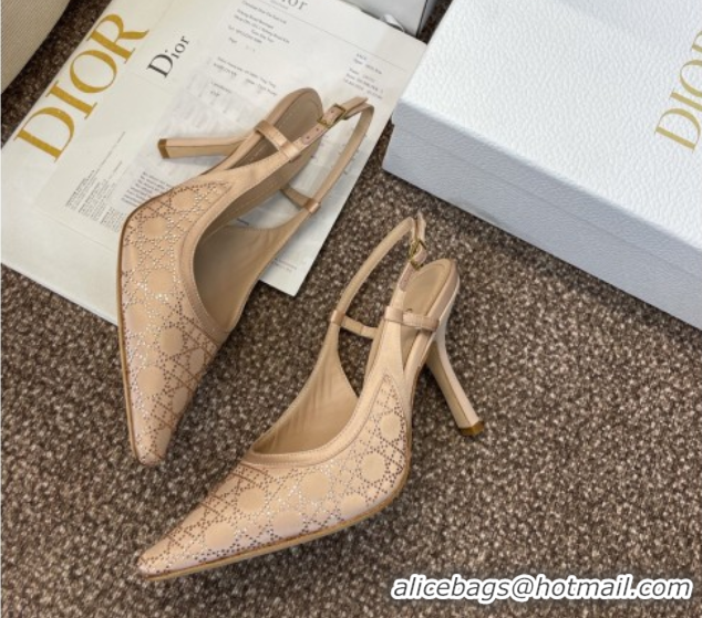 Lowest Cost Dior Capture Slingback Pumps 9.5cm in Satin with Strass Cannage Motif Nude 0822078