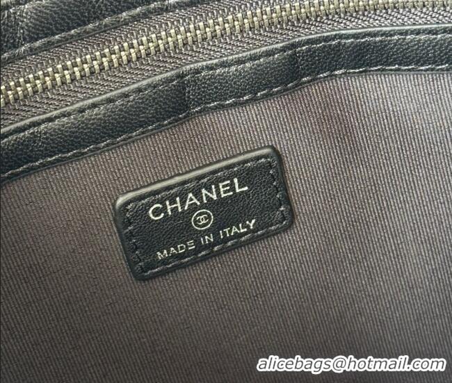 Top Quality Chanel Lambskin Leboy 2.55 Large Pouch 9847 Black/Silver 2025