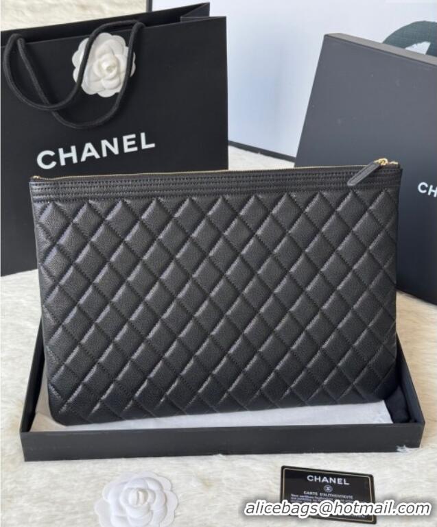 Buy Cheap Chanel Grained Calfskin Leboy 2.55 Large Pouch 9847 Black/Gold 2025