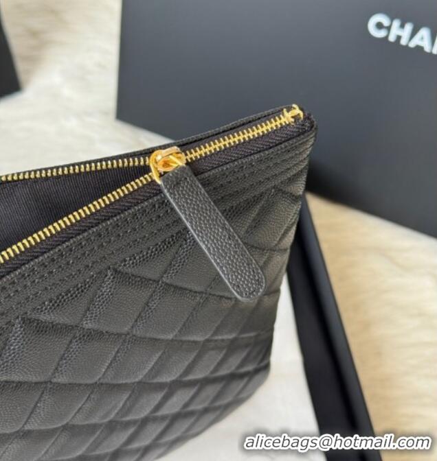 Buy Cheap Chanel Grained Calfskin Leboy 2.55 Large Pouch 9847 Black/Gold 2025