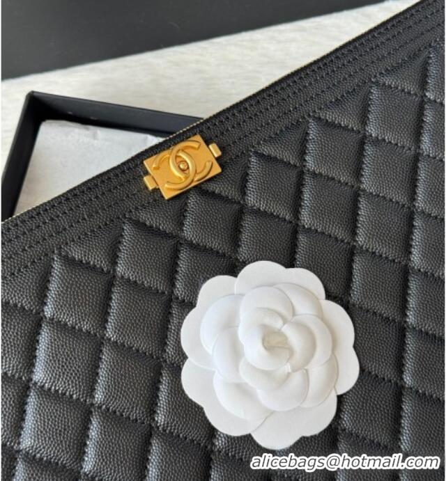 Buy Cheap Chanel Grained Calfskin Leboy 2.55 Large Pouch 9847 Black/Gold 2025