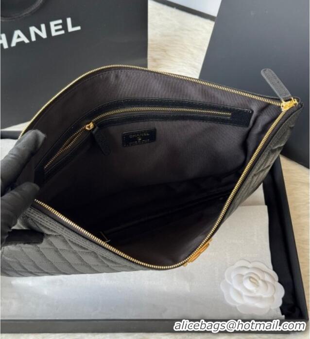 Buy Cheap Chanel Grained Calfskin Leboy 2.55 Large Pouch 9847 Black/Gold 2025