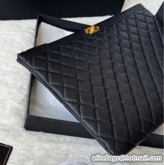 Buy Cheap Chanel Grained Calfskin Leboy 2.55 Large Pouch 9847 Black/Gold 2025