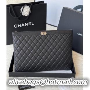 Modern Classic Chanel Grained Calfskin Leboy 2.55 Large Pouch 9847 Black/Silver 2025