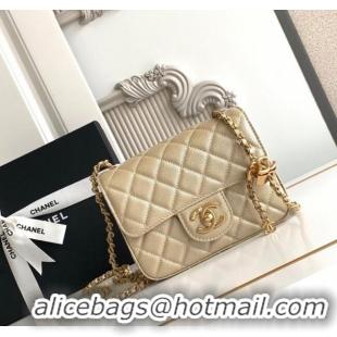 Luxury Classic Chanel Grained Calfskin Square Mini Flap Bag with CC Chain AS5758 Gold 2025