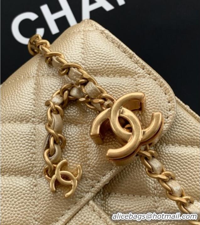 Luxury Classic Chanel Grained Calfskin Square Mini Flap Bag with CC Chain AS5758 Gold 2025