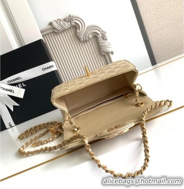 Luxury Classic Chanel Grained Calfskin Square Mini Flap Bag with CC Chain AS5758 Gold 2025