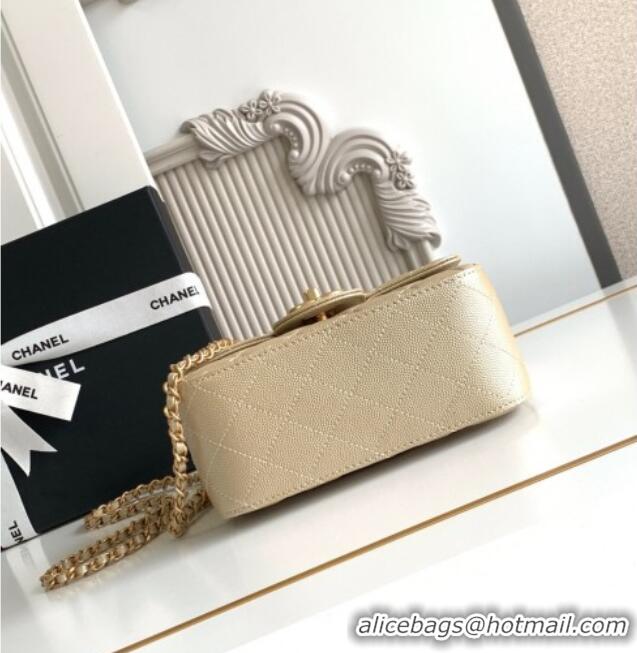 Luxury Classic Chanel Grained Calfskin Square Mini Flap Bag with CC Chain AS5758 Gold 2025