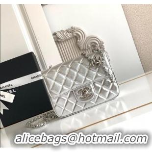Chic Discount Chanel Grained Calfskin Square Mini Flap Bag with CC Chain AS5758 Silver 2025