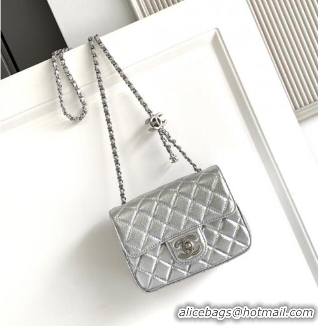 Chic Discount Chanel Grained Calfskin Square Mini Flap Bag with CC Chain AS5758 Silver 2025