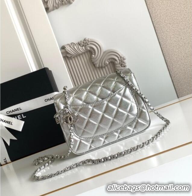 Chic Discount Chanel Grained Calfskin Square Mini Flap Bag with CC Chain AS5758 Silver 2025