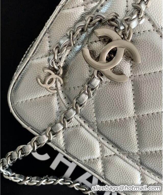 Chic Discount Chanel Grained Calfskin Square Mini Flap Bag with CC Chain AS5758 Silver 2025
