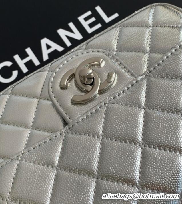 Chic Discount Chanel Grained Calfskin Square Mini Flap Bag with CC Chain AS5758 Silver 2025