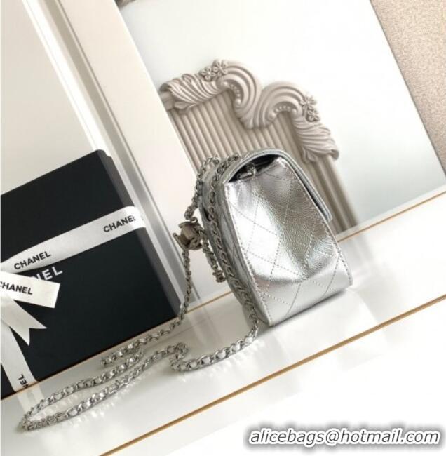 Chic Discount Chanel Grained Calfskin Square Mini Flap Bag with CC Chain AS5758 Silver 2025