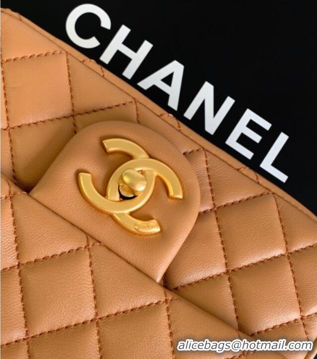 New Design Chanel Shiny Lambskin Square Mini Flap Bag with CC Chain AS5758 Brown 2025