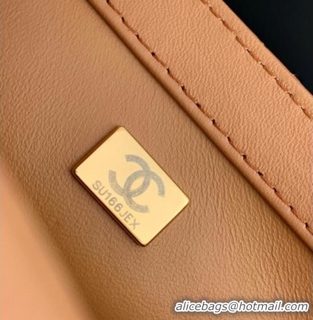 New Design Chanel Shiny Lambskin Square Mini Flap Bag with CC Chain AS5758 Brown 2025