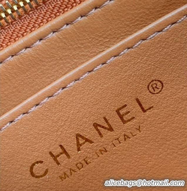 New Design Chanel Shiny Lambskin Square Mini Flap Bag with CC Chain AS5758 Brown 2025