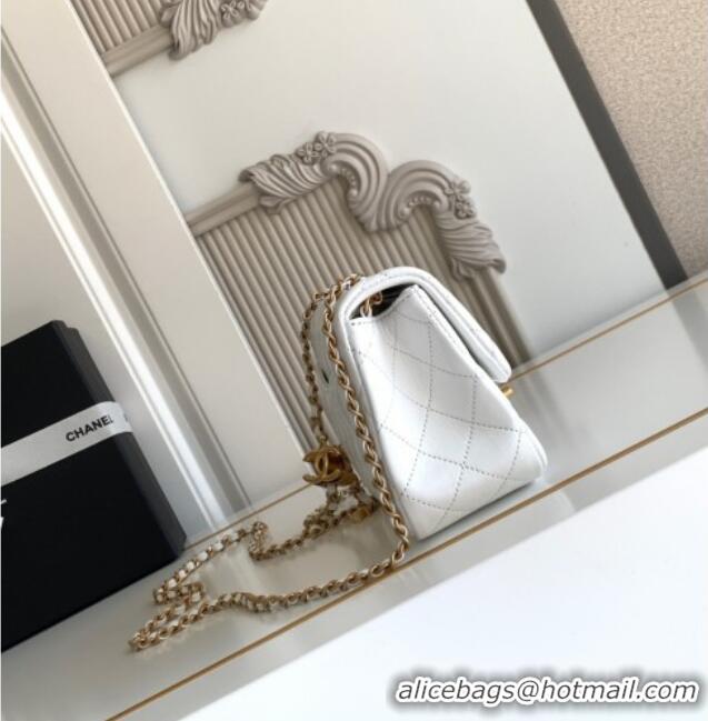 Best Quality Chanel Shiny Lambskin Square Mini Flap Bag with CC Chain AS5758 White 2025