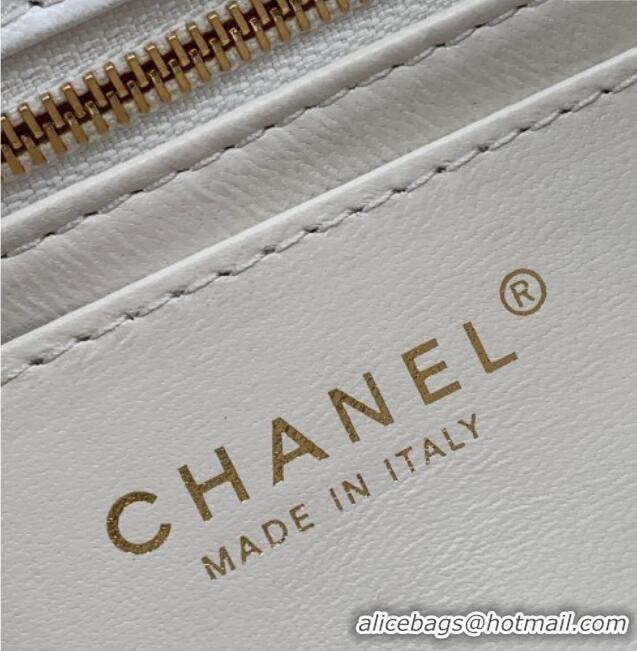 Best Quality Chanel Shiny Lambskin Square Mini Flap Bag with CC Chain AS5758 White 2025