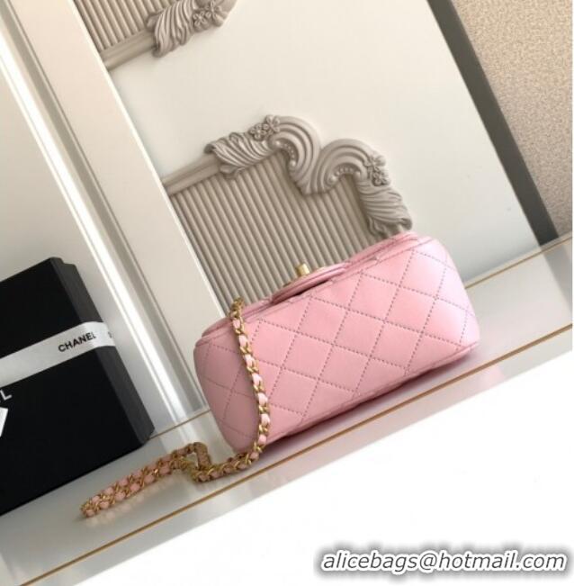 Buy Discount Chanel Shiny Lambskin Square Mini Flap Bag with CC Chain AS5758 Pink 2025