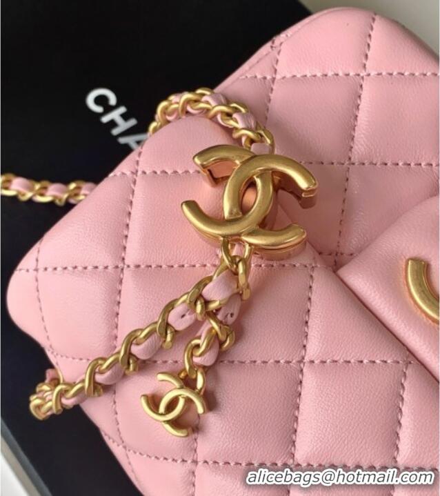 Buy Discount Chanel Shiny Lambskin Square Mini Flap Bag with CC Chain AS5758 Pink 2025