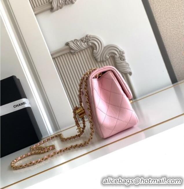 Buy Discount Chanel Shiny Lambskin Square Mini Flap Bag with CC Chain AS5758 Pink 2025