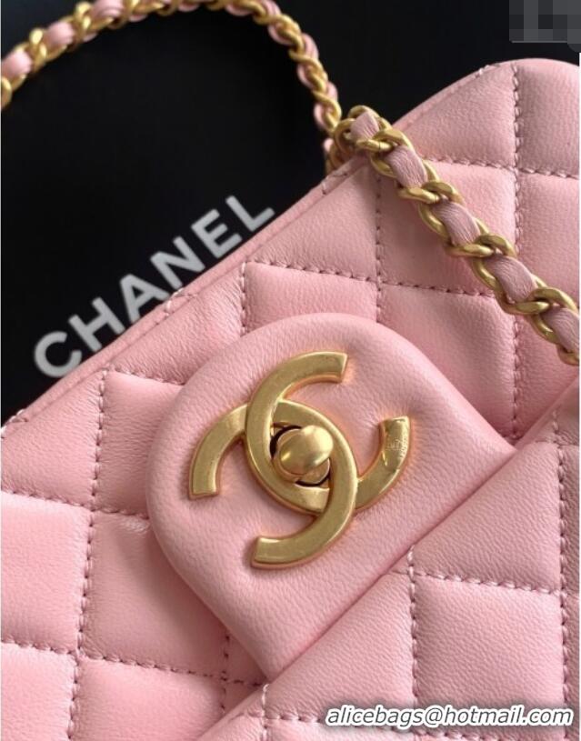 Buy Discount Chanel Shiny Lambskin Square Mini Flap Bag with CC Chain AS5758 Pink 2025