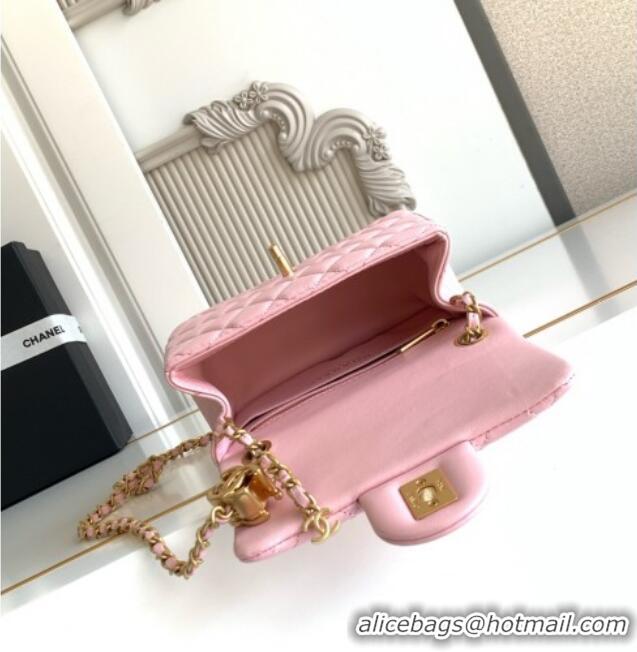 Buy Discount Chanel Shiny Lambskin Square Mini Flap Bag with CC Chain AS5758 Pink 2025