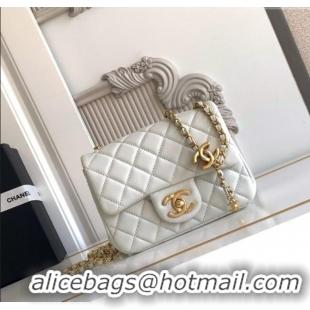 New Fashion Chanel Shiny Lambskin Square Mini Flap Bag with CC Chain AS5758 Light Grey 2025