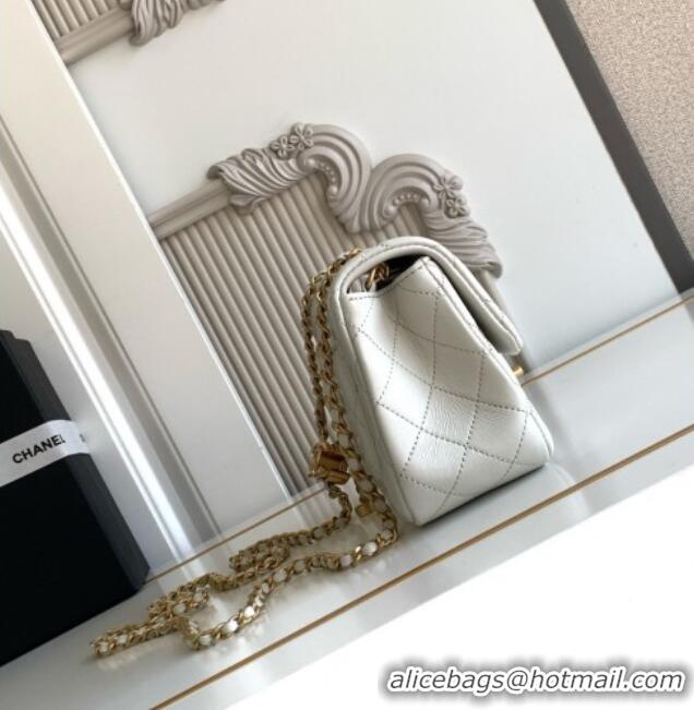 New Fashion Chanel Shiny Lambskin Square Mini Flap Bag with CC Chain AS5758 Light Grey 2025