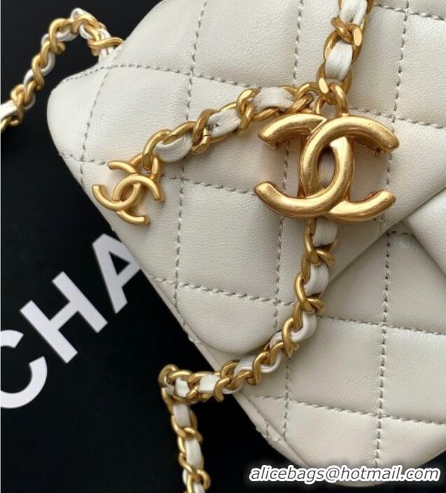 New Fashion Chanel Shiny Lambskin Square Mini Flap Bag with CC Chain AS5758 Light Grey 2025