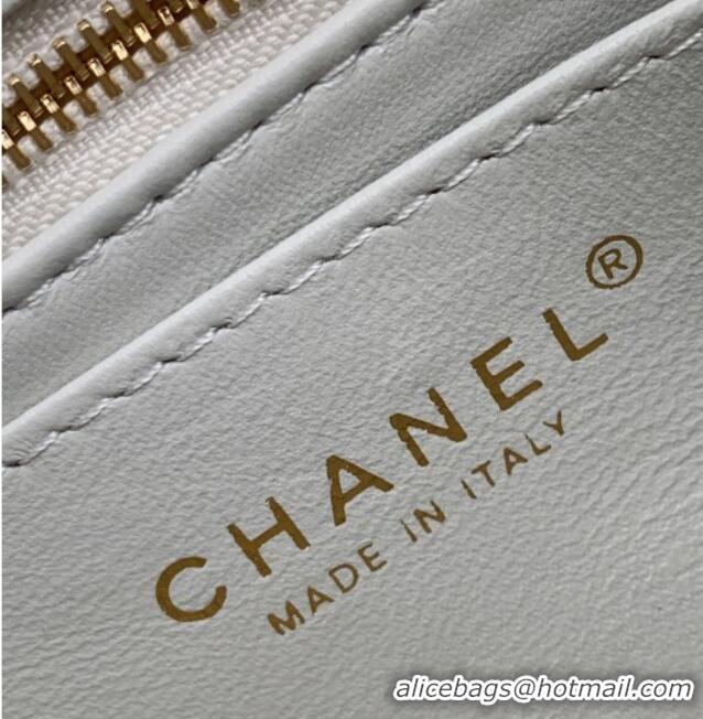 New Fashion Chanel Shiny Lambskin Square Mini Flap Bag with CC Chain AS5758 Light Grey 2025