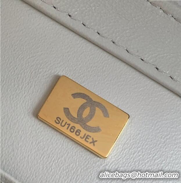 New Fashion Chanel Shiny Lambskin Square Mini Flap Bag with CC Chain AS5758 Light Grey 2025