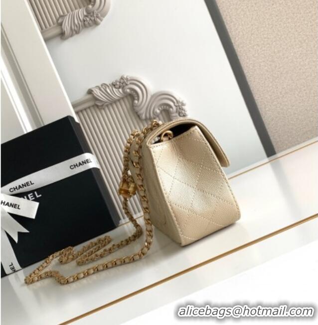 Grade Quality Chanel Grained Calfskin Mini Flap Bag with CC Chain AS5759 Gold 2025