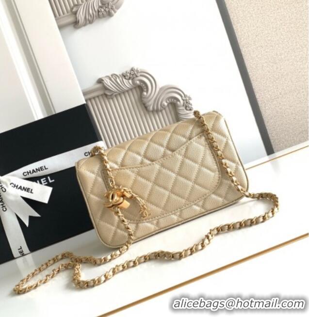 Grade Quality Chanel Grained Calfskin Mini Flap Bag with CC Chain AS5759 Gold 2025
