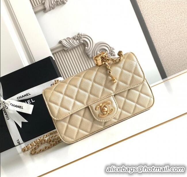 Grade Quality Chanel Grained Calfskin Mini Flap Bag with CC Chain AS5759 Gold 2025
