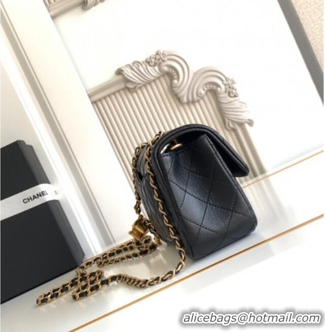 Grade Quality Chanel Shiny Lambskin Mini Flap Bag with CC Chain AS5759 Black 2025