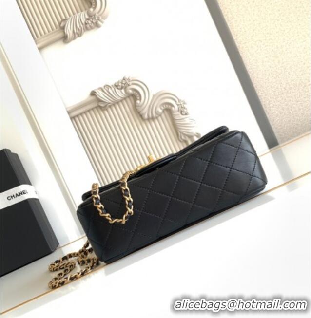 Grade Quality Chanel Shiny Lambskin Mini Flap Bag with CC Chain AS5759 Black 2025