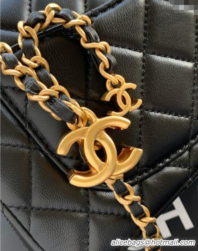 Grade Quality Chanel Shiny Lambskin Mini Flap Bag with CC Chain AS5759 Black 2025