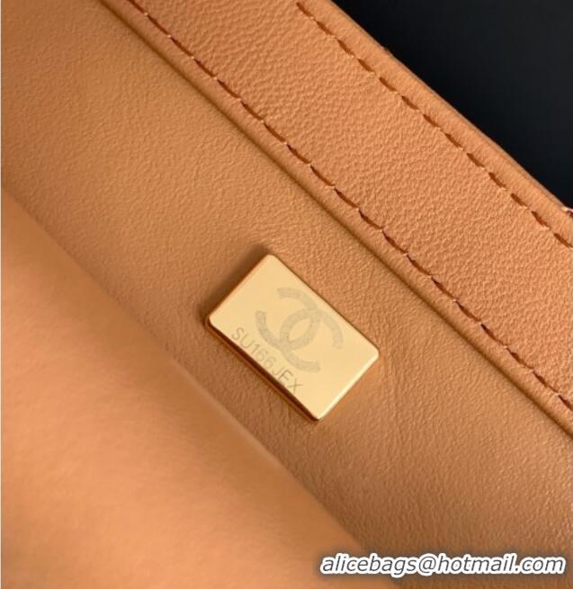 Original Cheap Chanel Shiny Lambskin Mini Flap Bag with CC Chain AS5759 Brown 2025