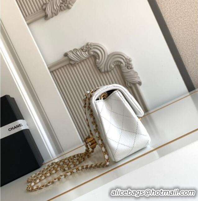 Buy Discount Chanel Shiny Lambskin Mini Flap Bag with CC Chain AS5759 White 2025